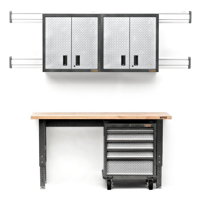 Gladiator Premier 7-Piece Garage Cabinet System (Silver Tread)