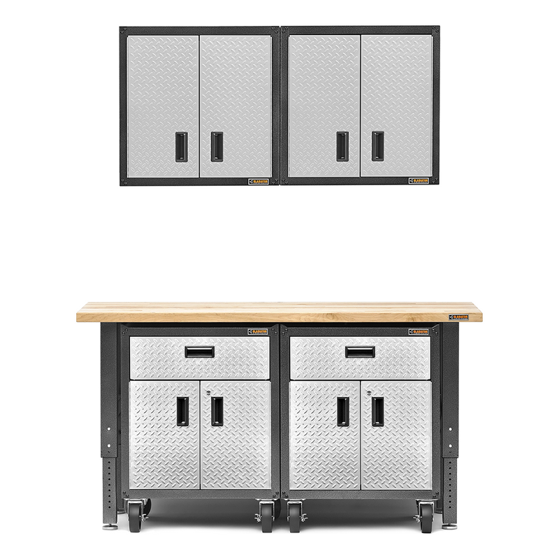 Gladiator Ready-to-Assemble 7-Piece Garage Cabinet Configuration (Silver Tread)