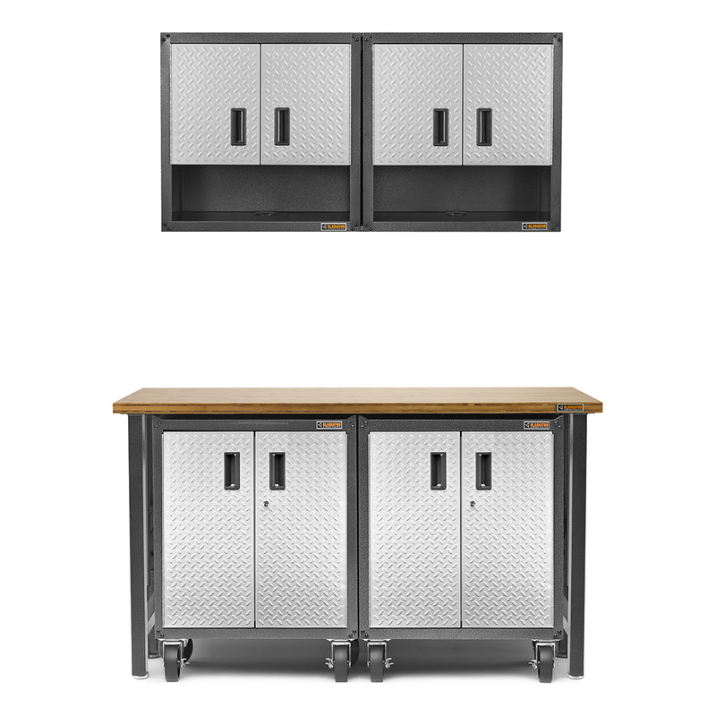 Gladiator Ready-to-Assemble 7-Piece Garage Cabinet Setup (Silver Tread)
