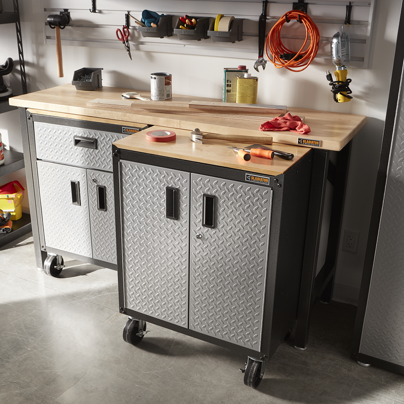 Gladiator Ready-to-Assemble 7-Piece Garage Cabinet Set (Silver Tread)