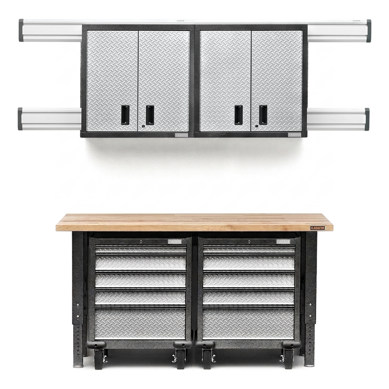 Gladiator Premier 8-Piece Garage Storage Cabinet System (Silver Tread)