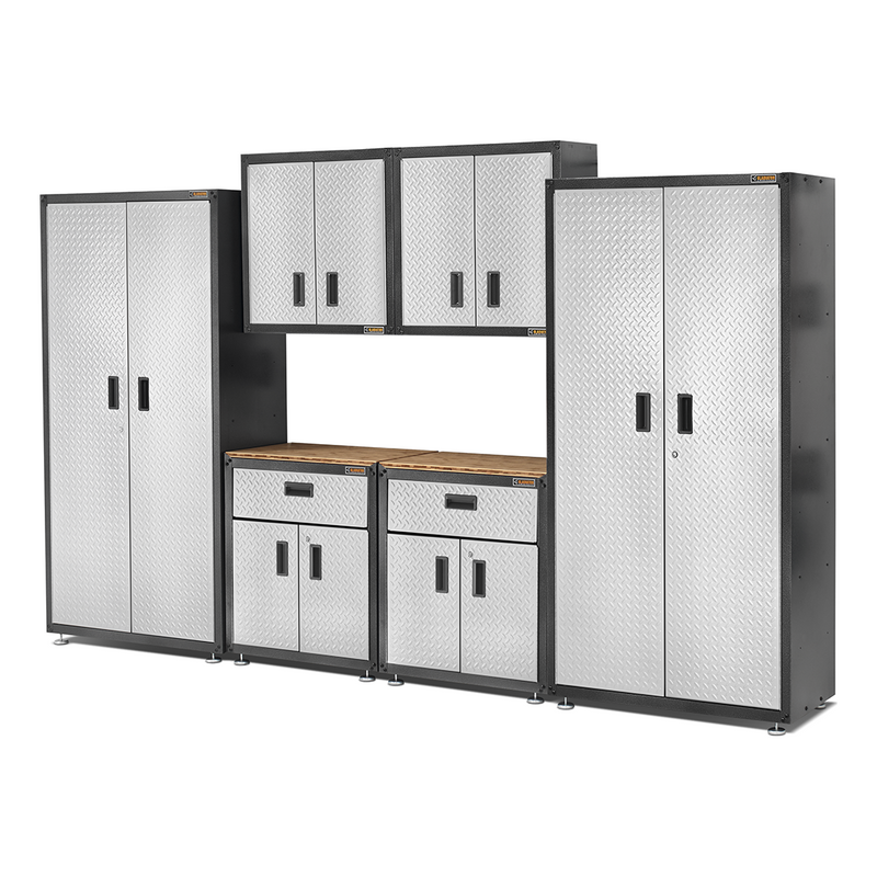 Gladiator Ready-to-Assemble 8-Piece Garage Cabinet Setup (Silver Tread)