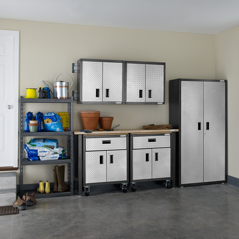 Gladiator Ready-to-Assemble 8-Piece Garage Cabinet Setup (Silver Tread)