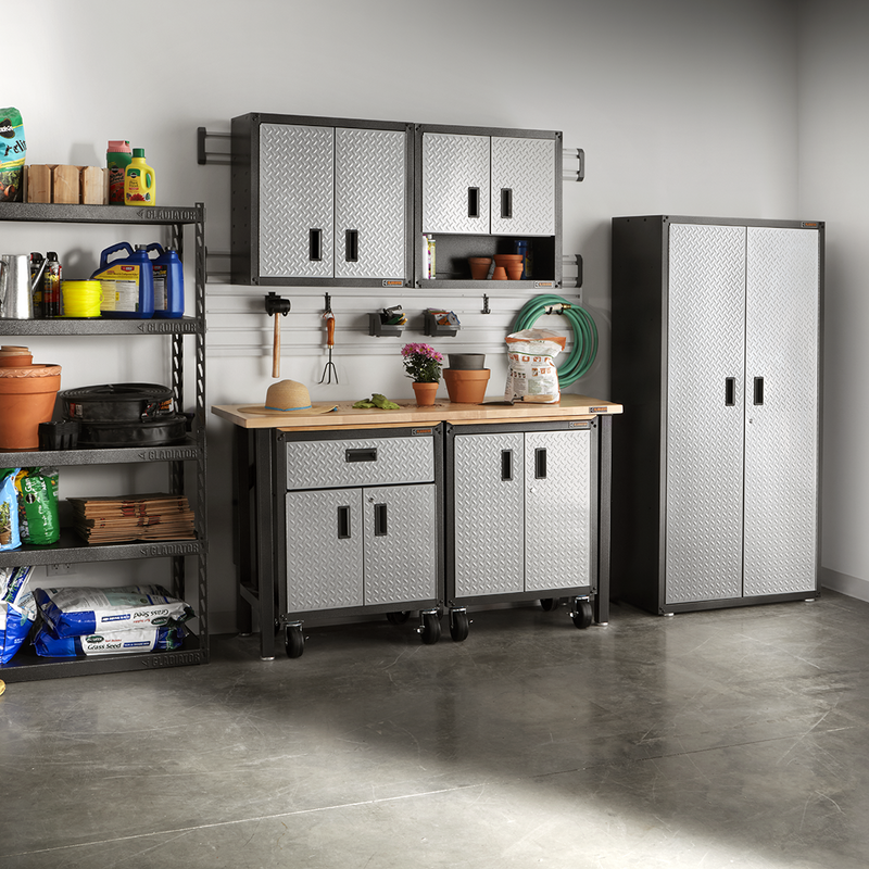 Gladiator Ready-to-Assemble 8-Piece Garage Cabinet Set (Silver Tread)