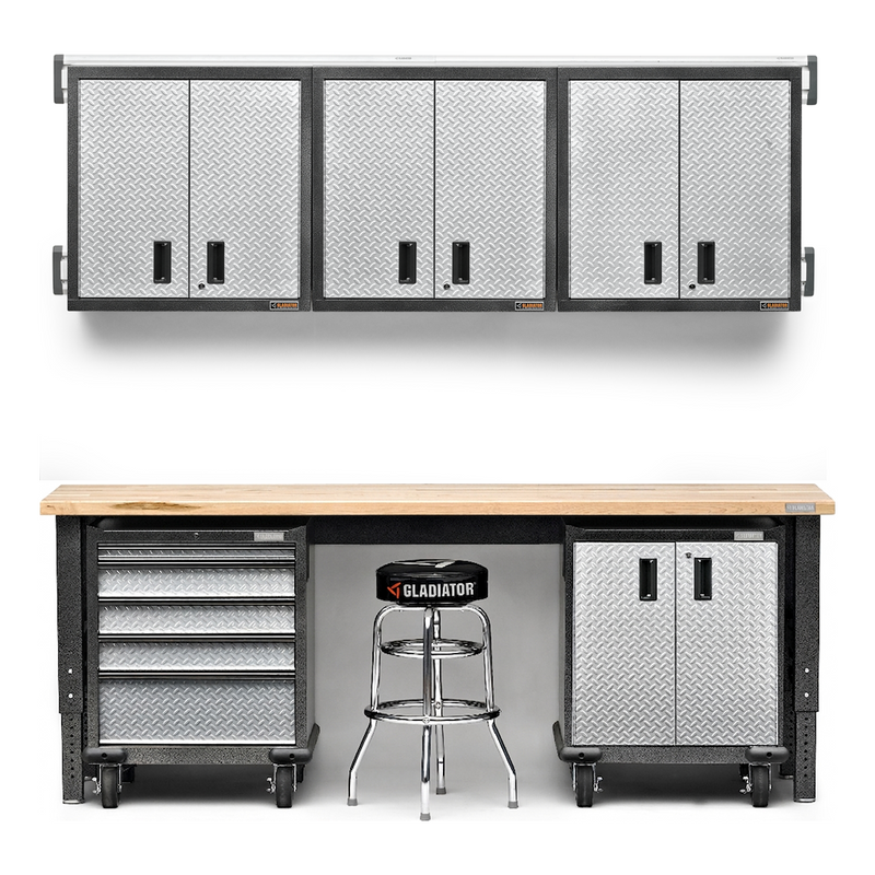 Gladiator Premier 10-Piece Garage Workbench System (Silver Tread)
