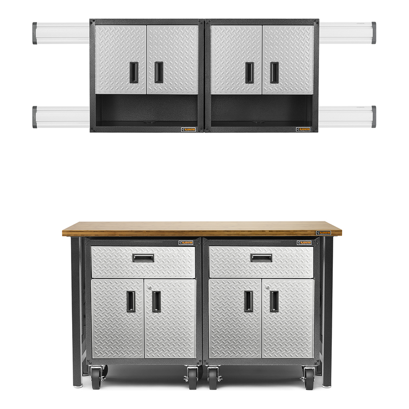 Gladiator Ready-to-Assemble 11-Piece Garage Cabinet Configuration (Silver Tread)