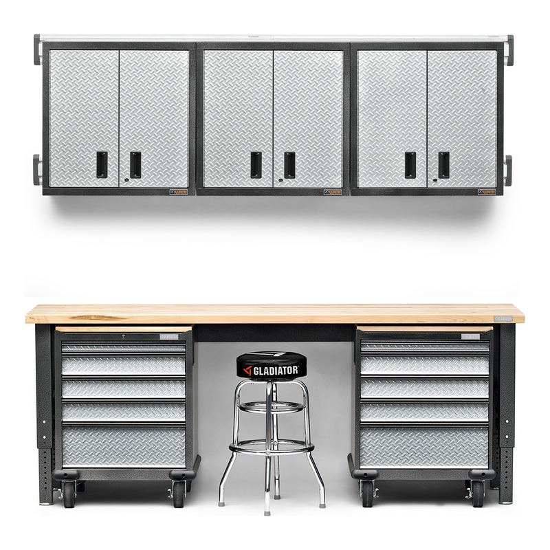 Gladiator Premier 10-Piece Garage Workbench Set (Silver Tread)