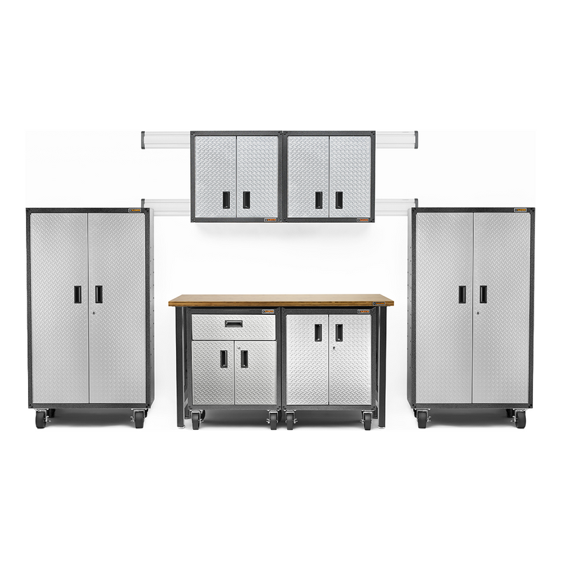 Gladiator Ready-to-Assemble 13-Piece Garage Cabinet Setup (Silver Tread)