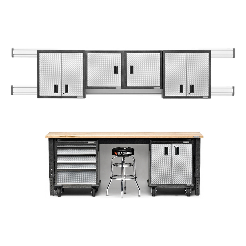 Gladiator Premier 14-Piece Garage Workbench System (Silver Tread)
