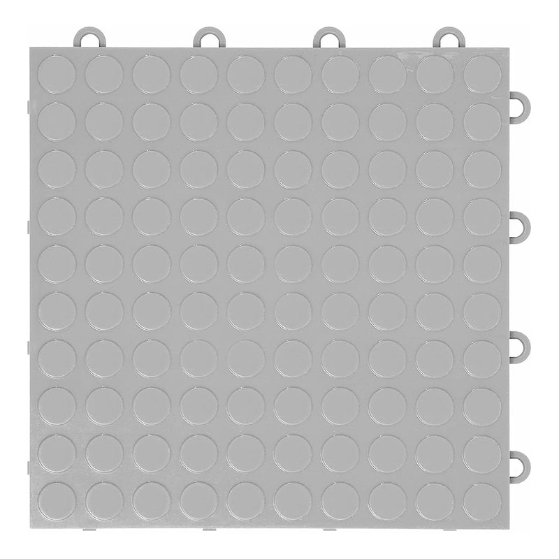 GearTile Coin Pattern 12" x 12" Silver Garage Floor Tile (12 Pack)