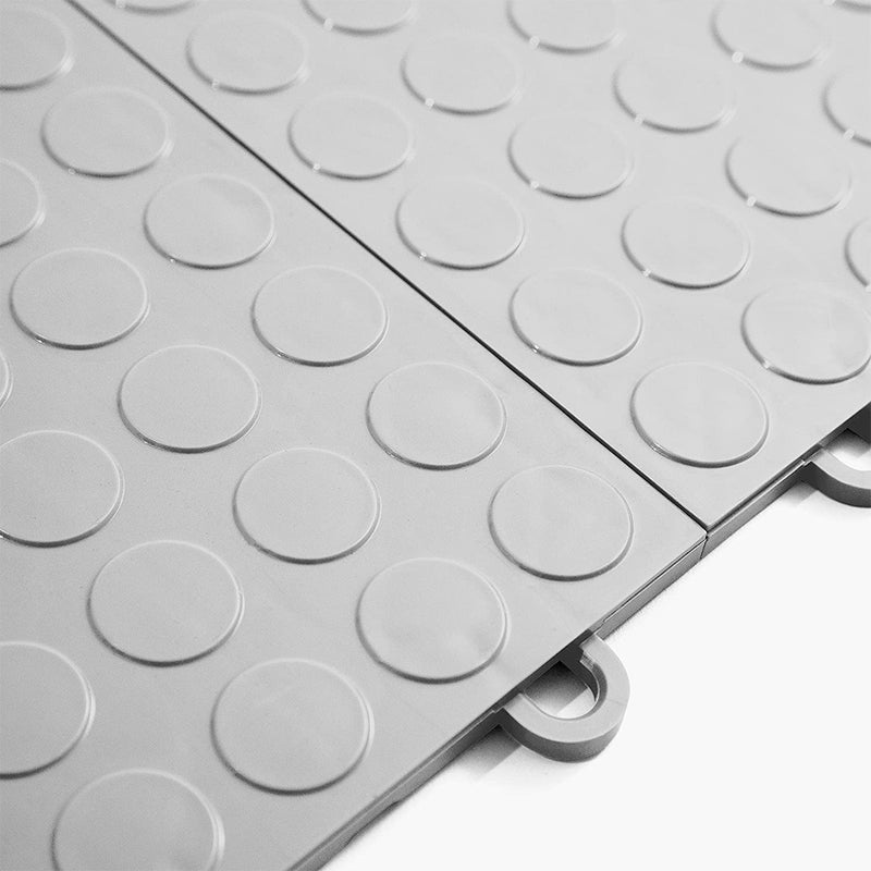 GearTile Coin Pattern 12" x 12" Silver Garage Floor Tile (12 Pack)