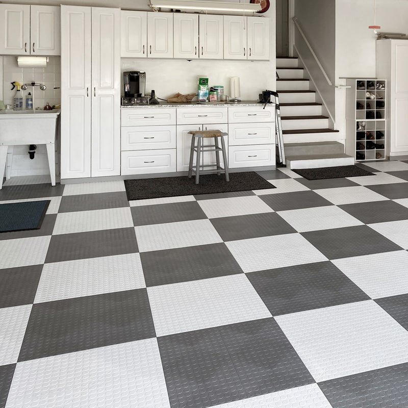 GearTile Coin Pattern 12" x 12" Silver Garage Floor Tile (12 Pack)