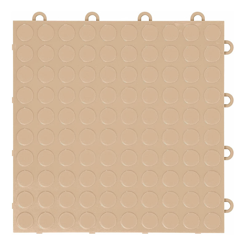GearTile Coin Pattern 12" x 12" Beige Garage Floor Tile (12 Pack)