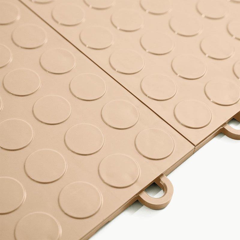 GearTile Coin Pattern 12" x 12" Beige Garage Floor Tile (12 Pack)