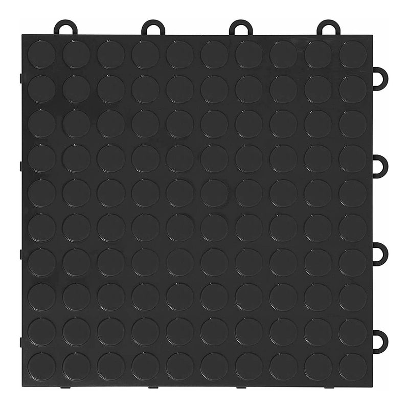 GearTile Coin Pattern 12" x 12" Black Garage Floor Tile (12 Pack)