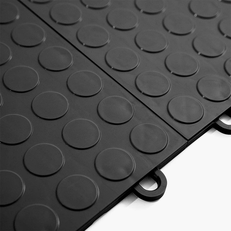 GearTile Coin Pattern 12" x 12" Black Garage Floor Tile (12 Pack)