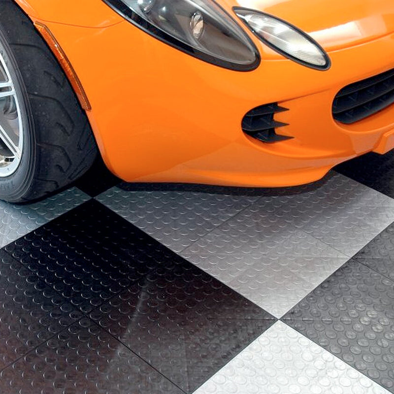 GearTile Coin Pattern 12" x 12" Black Garage Floor Tile (12 Pack)