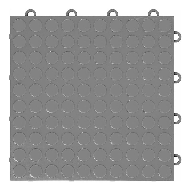 GearTile Coin Pattern 12" x 12" Graphite Garage Floor Tile (12 Pack)