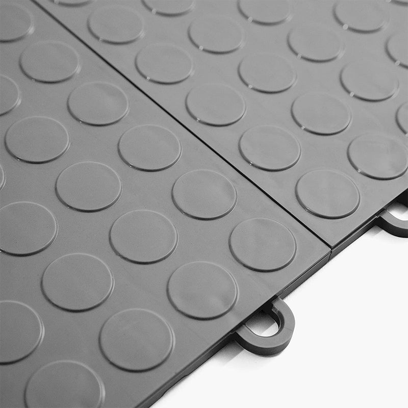 GearTile Coin Pattern 12" x 12" Graphite Garage Floor Tile (12 Pack)