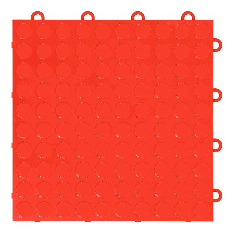 GearTile Coin Pattern 12" x 12" Red Garage Floor Tile (12 Pack)