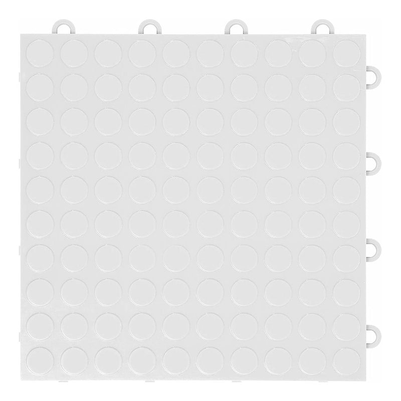 GearTile Coin Pattern 12" x 12" White Garage Floor Tile (24 Pack)