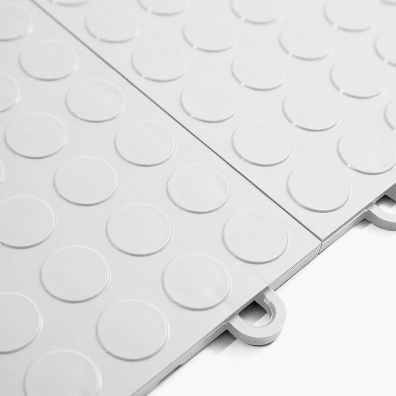 GearTile Coin Pattern 12" x 12" White Garage Floor Tile (24 Pack)