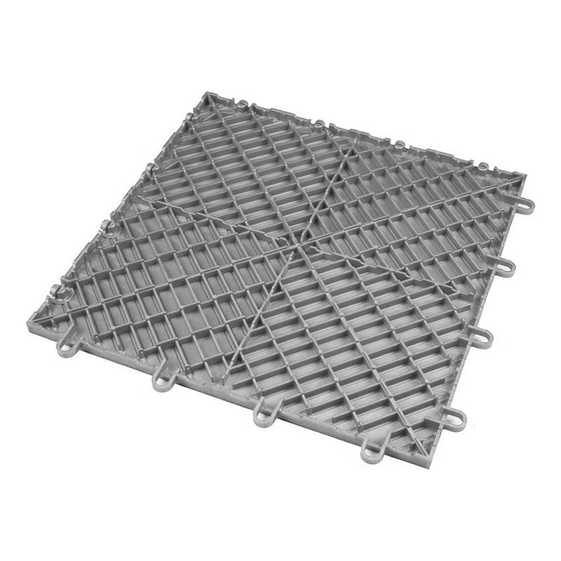GearTile Diamond Pattern 12" x 12" Silver Garage Floor Tile (24 Pack)