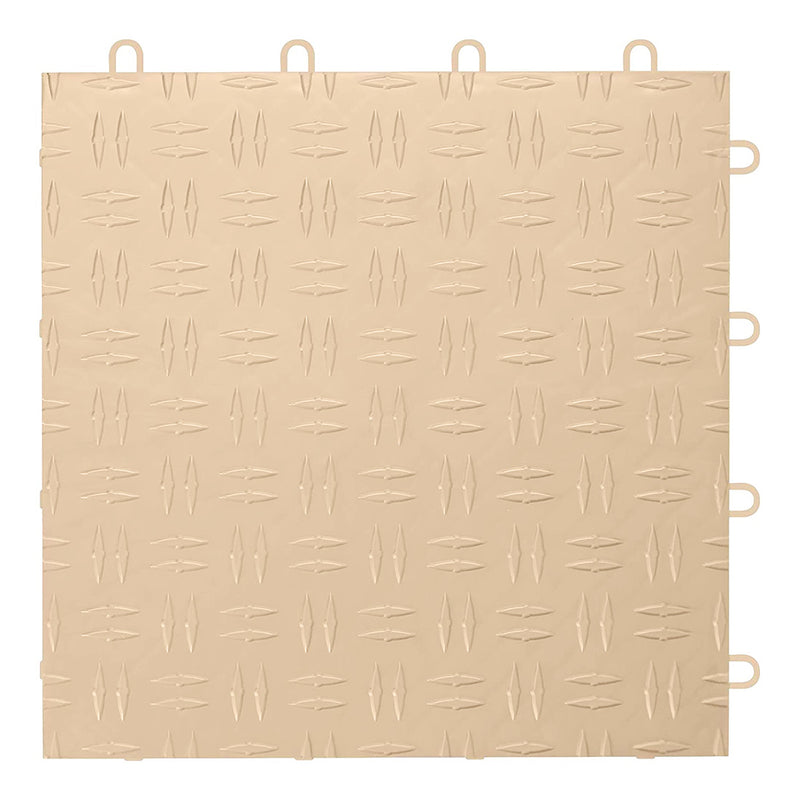 GearTile Diamond Pattern 12" x 12" Beige Garage Floor Tile (48 Pack)