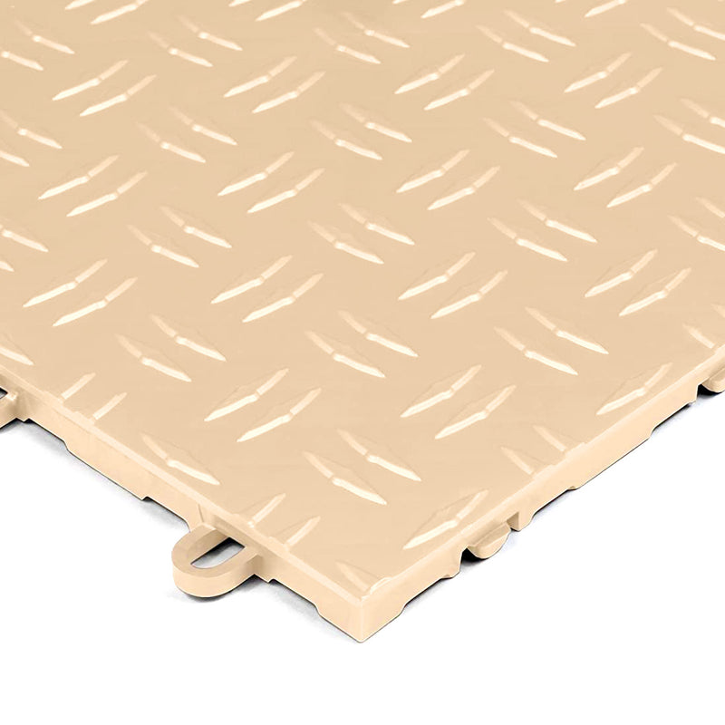 GearTile Diamond Pattern 12" x 12" Beige Garage Floor Tile (48 Pack)