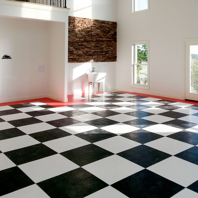 GearTile Diamond Pattern 12" x 12" Black Garage Floor Tile (12 Pack)