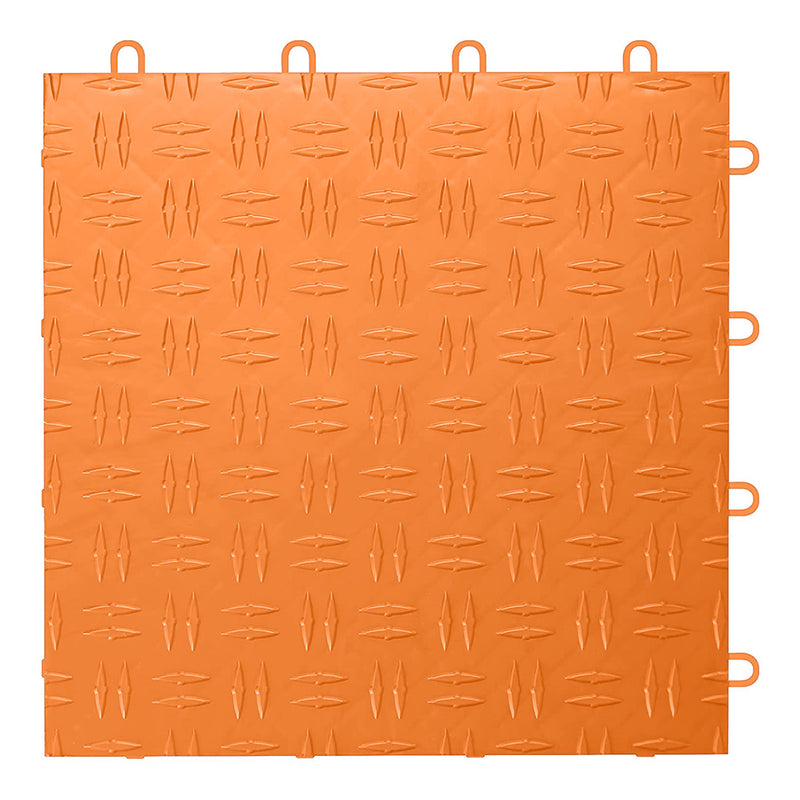 GearTile Diamond Pattern 12" x 12" Orange Garage Floor Tile (48 Pack)