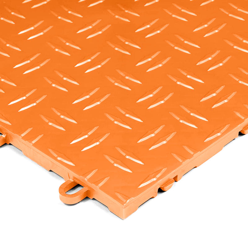 GearTile Diamond Pattern 12" x 12" Orange Garage Floor Tile (48 Pack)