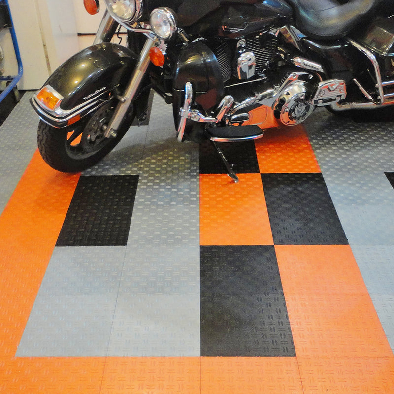 GearTile Diamond Pattern 12" x 12" Orange Garage Floor Tile (48 Pack)