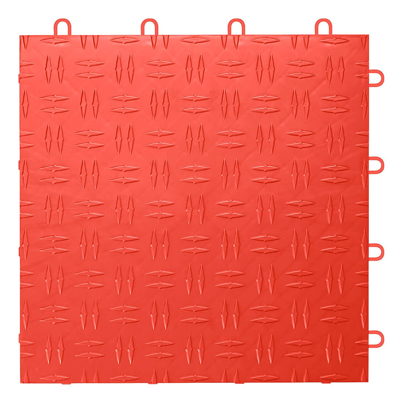 GearTile Diamond Pattern 12" x 12" Red Garage Floor Tile (12 Pack)