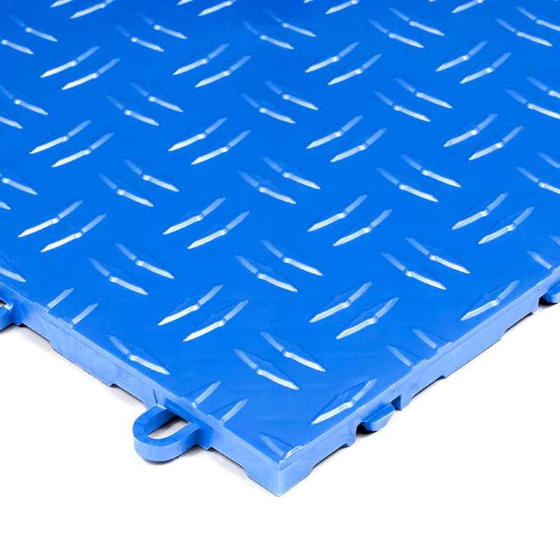 GearTile Diamond Pattern 12" x 12" Royal Blue Garage Floor Tile (24 Pack)