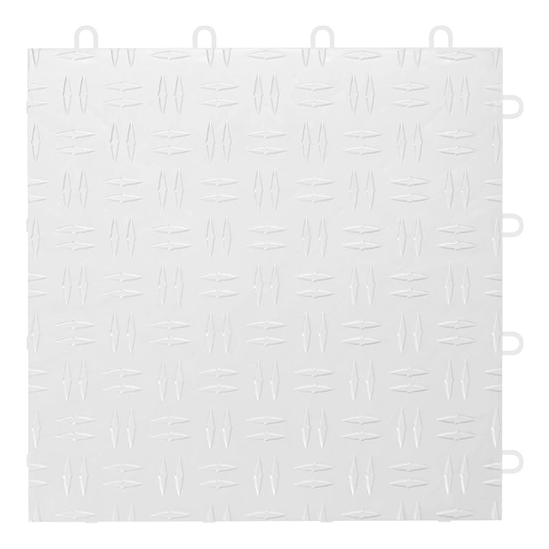 GearTile Diamond Pattern 12" x 12" White Garage Floor Tile (24 Pack)