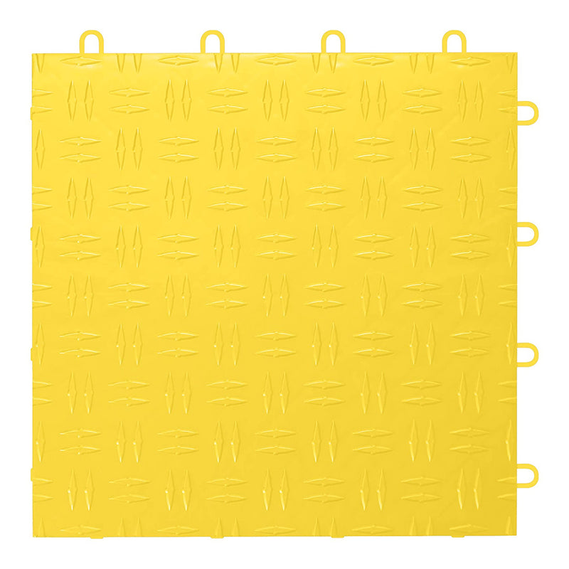 GearTile Diamond Pattern 12" x 12" Yellow Garage Floor Tile (12 Pack)