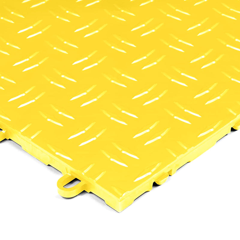 GearTile Diamond Pattern 12" x 12" Yellow Garage Floor Tile (12 Pack)