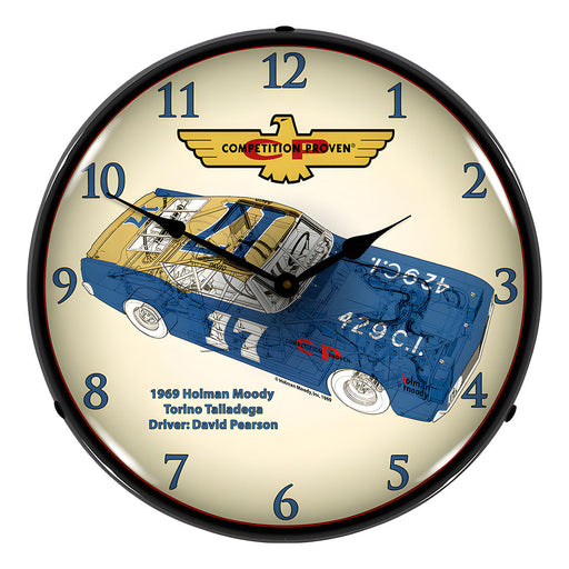 Collectable Sign and Clock Holman Moody Torino Backlit Wall Clock