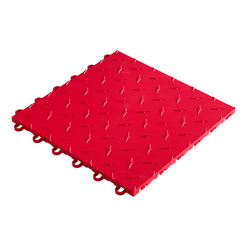 Swisstrax Diamondtrax 1ft x 1ft Racing Red Garage Floor Tiles (10 Pack)