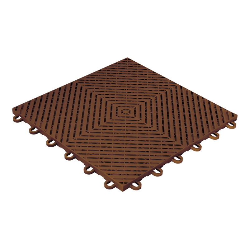 Swisstrax Ribtrax Smooth 1ft x 1ft Chocolate Brown Garage Floor Tiles (50 Pack)