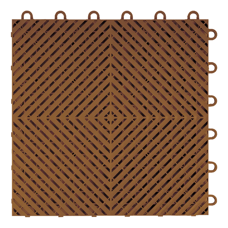Swisstrax Ribtrax Smooth 1ft x 1ft Chocolate Brown Garage Floor Tiles (50 Pack)