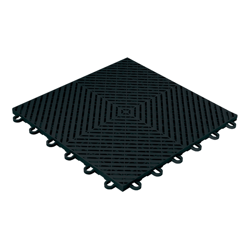 Swisstrax Ribtrax Smooth 1ft x 1ft Jet Black Garage Floor Tiles (10 Pack)