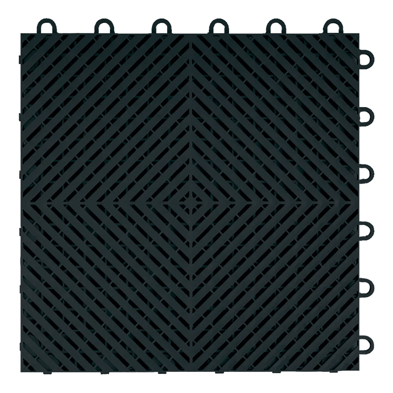 Swisstrax Ribtrax Smooth 1ft x 1ft Jet Black Garage Floor Tiles (10 Pack)