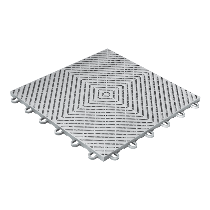 Swisstrax Ribtrax Smooth 1ft x 1ft Pearl Silver Garage Floor Tiles (10 Pack)