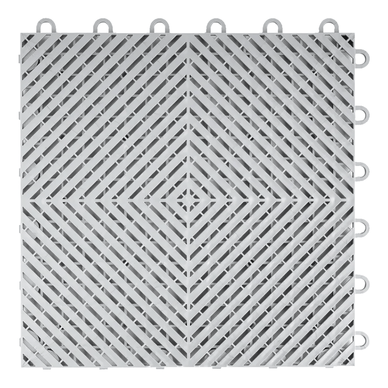 Swisstrax Ribtrax Smooth 1ft x 1ft Pearl Silver Garage Floor Tiles (10 Pack)