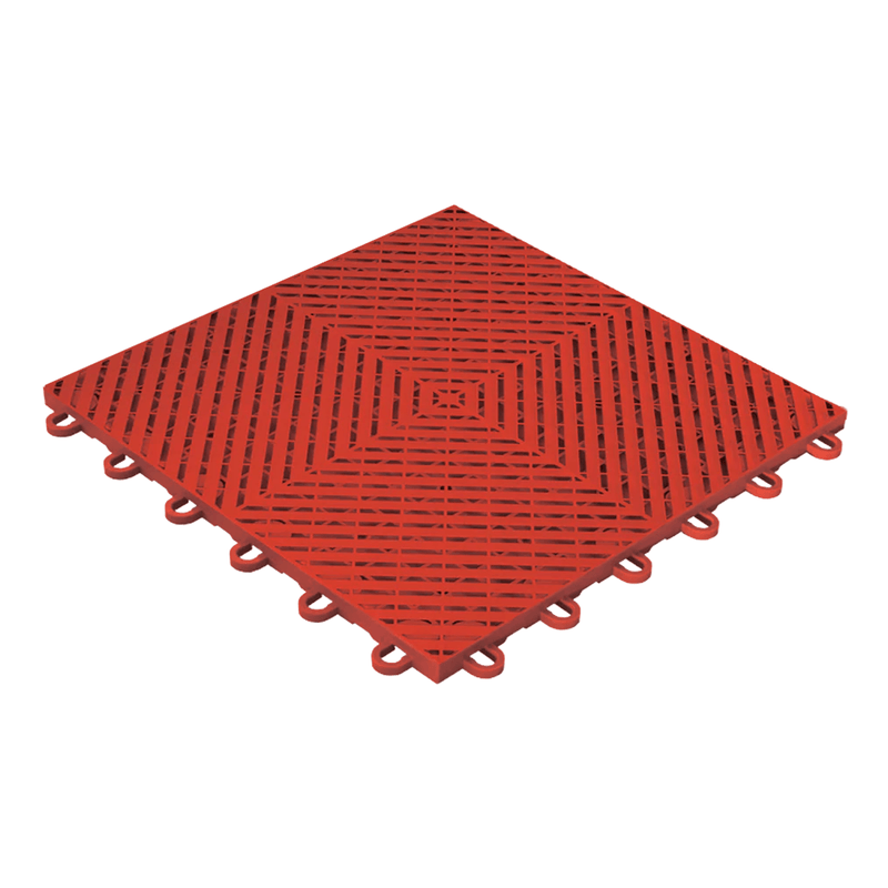 Swisstrax Ribtrax Smooth 1ft x 1ft Racing Red Garage Floor Tiles (10 Pack)