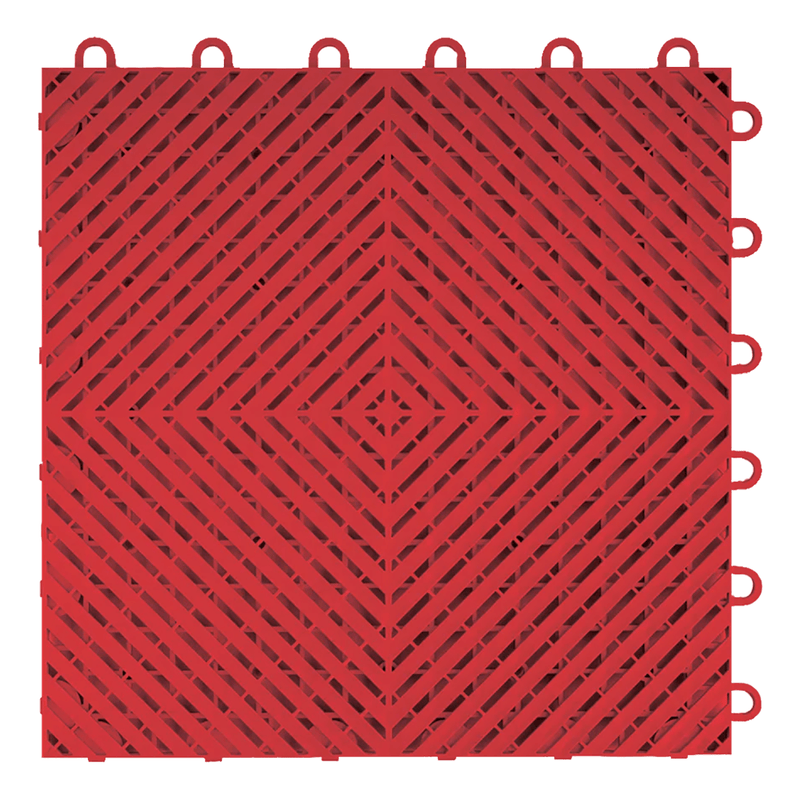 Swisstrax Ribtrax Smooth 1ft x 1ft Racing Red Garage Floor Tiles (50 Pack)