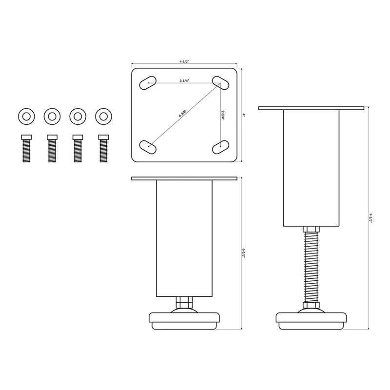 Dragonfire Tools Pro Series 6 x Heavy-Duty Adjustable Leveling Feet (Silver)