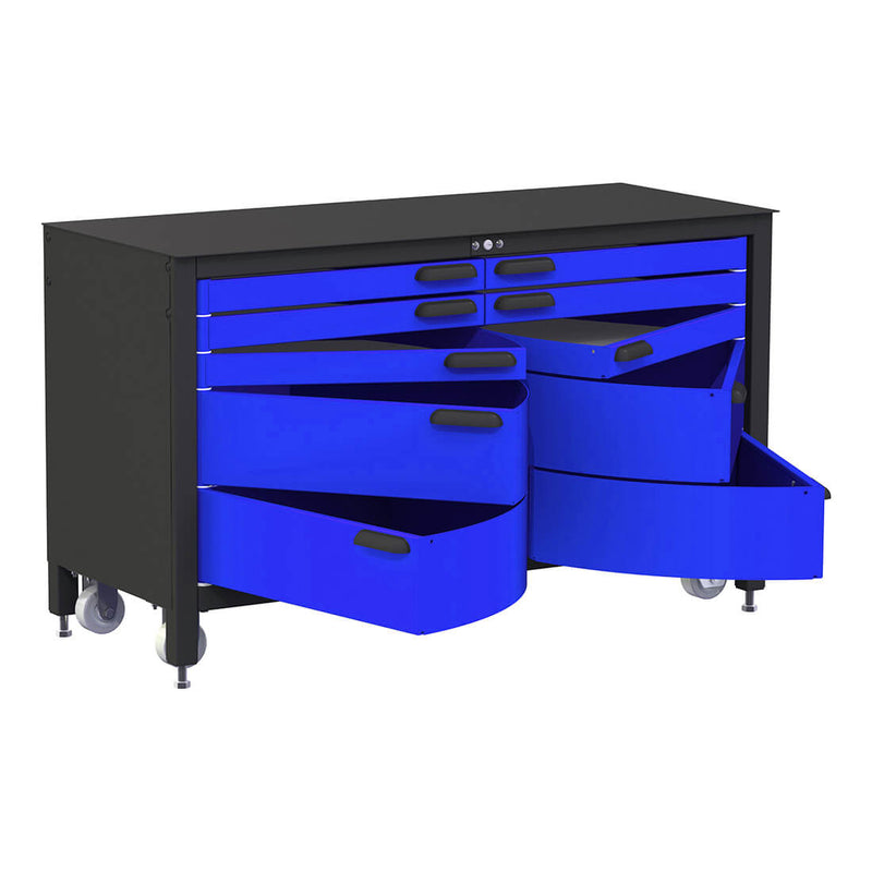 Swivel Storage Solutions 10-Drawer 60-Inch Rolling Workbench (Blue)